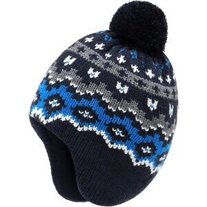 Duoyeree Kids Beanie Blue Hat for Boys Girls Hats Cozy Lining Winter Skull Cap